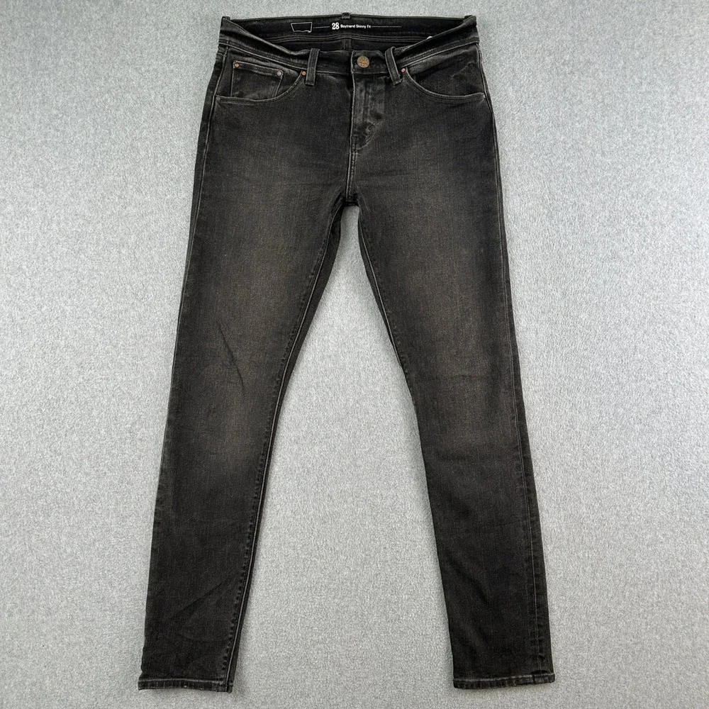 Levi's Jeans Womens 28 Black Boyfriend Skinny Fit Faded Denim Pants Mid Rise